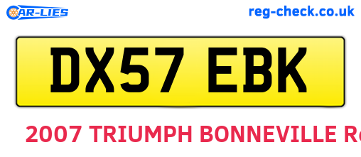 DX57EBK are the vehicle registration plates.