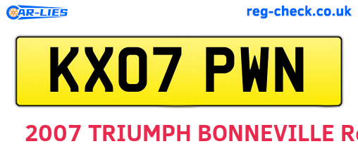 KX07PWN are the vehicle registration plates.