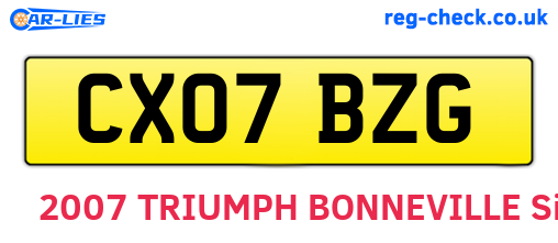CX07BZG are the vehicle registration plates.