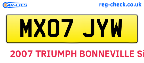 MX07JYW are the vehicle registration plates.