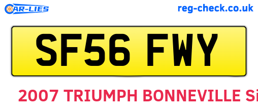 SF56FWY are the vehicle registration plates.