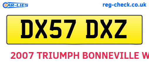 DX57DXZ are the vehicle registration plates.