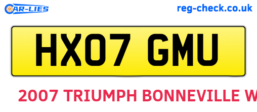 HX07GMU are the vehicle registration plates.