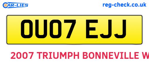 OU07EJJ are the vehicle registration plates.