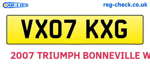 VX07KXG are the vehicle registration plates.