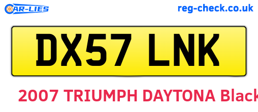 DX57LNK are the vehicle registration plates.