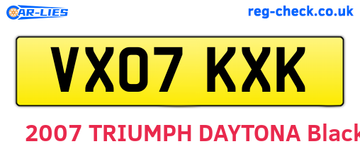 VX07KXK are the vehicle registration plates.
