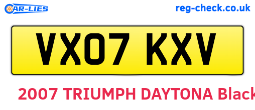 VX07KXV are the vehicle registration plates.