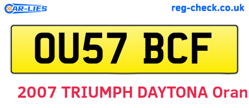 OU57BCF are the vehicle registration plates.
