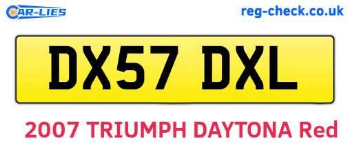 DX57DXL are the vehicle registration plates.