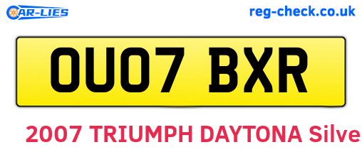 OU07BXR are the vehicle registration plates.