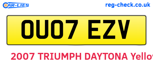 OU07EZV are the vehicle registration plates.