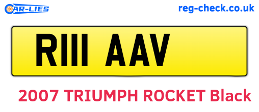 R111AAV are the vehicle registration plates.