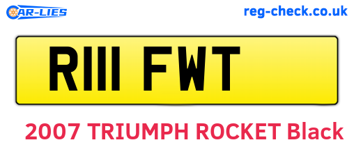 R111FWT are the vehicle registration plates.