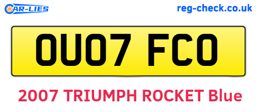 OU07FCO are the vehicle registration plates.