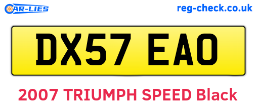 DX57EAO are the vehicle registration plates.