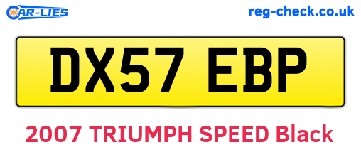 DX57EBP are the vehicle registration plates.