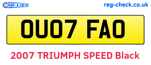 OU07FAO are the vehicle registration plates.