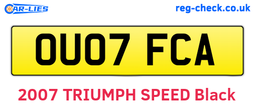 OU07FCA are the vehicle registration plates.