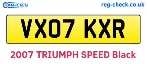VX07KXR are the vehicle registration plates.