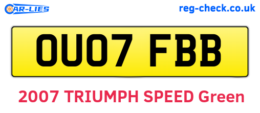 OU07FBB are the vehicle registration plates.