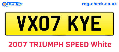 VX07KYE are the vehicle registration plates.