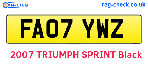 FA07YWZ are the vehicle registration plates.