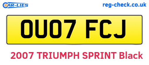 OU07FCJ are the vehicle registration plates.