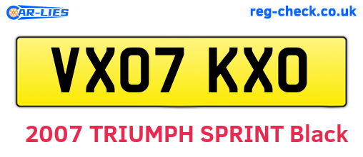VX07KXO are the vehicle registration plates.