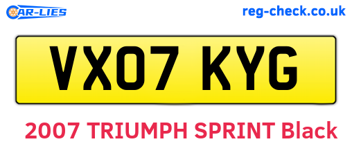VX07KYG are the vehicle registration plates.