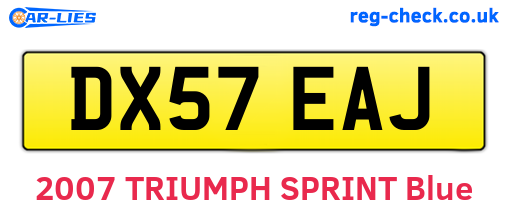 DX57EAJ are the vehicle registration plates.