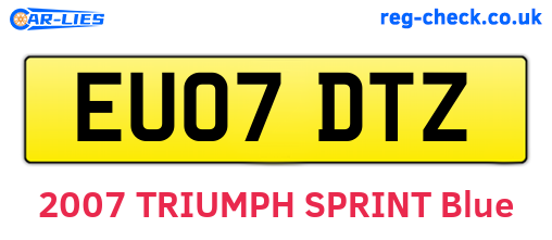 EU07DTZ are the vehicle registration plates.