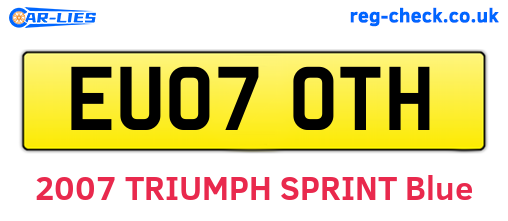EU07OTH are the vehicle registration plates.
