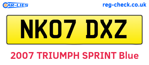 NK07DXZ are the vehicle registration plates.