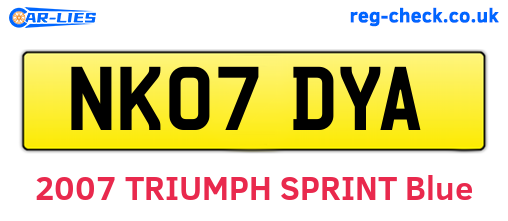 NK07DYA are the vehicle registration plates.