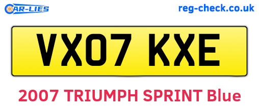 VX07KXE are the vehicle registration plates.