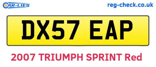 DX57EAP are the vehicle registration plates.