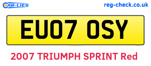 EU07OSY are the vehicle registration plates.