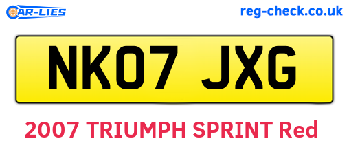NK07JXG are the vehicle registration plates.