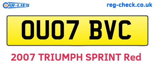 OU07BVC are the vehicle registration plates.