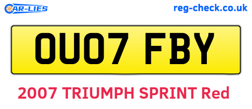 OU07FBY are the vehicle registration plates.