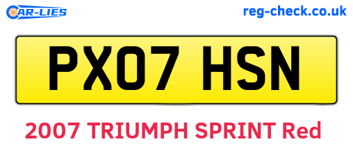 PX07HSN are the vehicle registration plates.