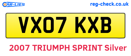 VX07KXB are the vehicle registration plates.