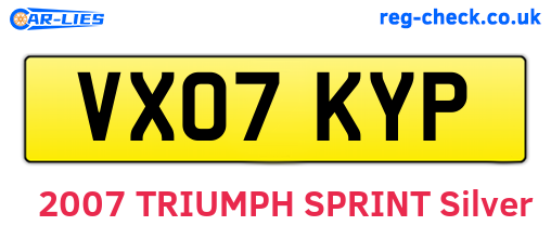 VX07KYP are the vehicle registration plates.