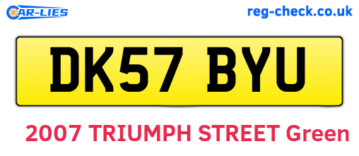 DK57BYU are the vehicle registration plates.