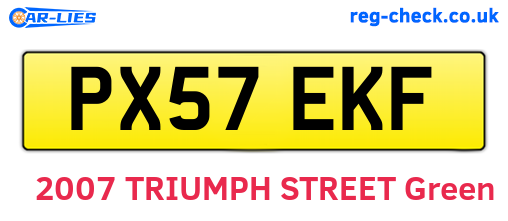 PX57EKF are the vehicle registration plates.