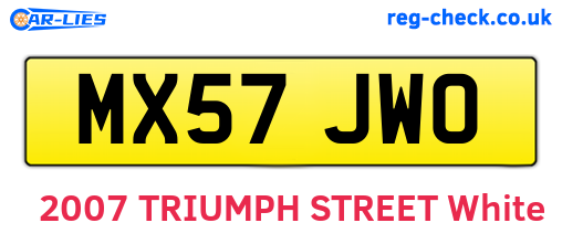 MX57JWO are the vehicle registration plates.