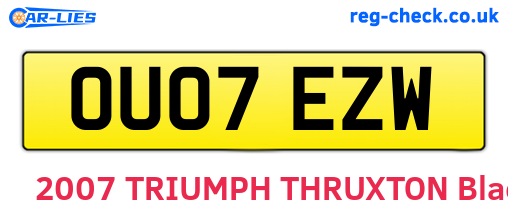 OU07EZW are the vehicle registration plates.