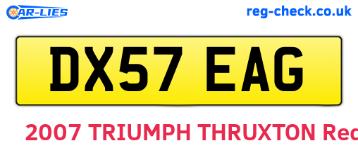 DX57EAG are the vehicle registration plates.