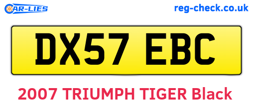 DX57EBC are the vehicle registration plates.